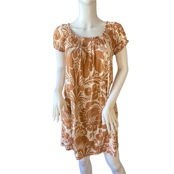 Diane von Furstenberg Brown and Tan print 100% Silk Dress Size 4 - Picture 1 of 9